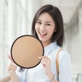 thumbnail image 1 of Supvox 2Pcs Portable Foldable Japanese Round Fan Coffee Color Handheld Fan for Cooling and Flying Disc Use, 1 of 7