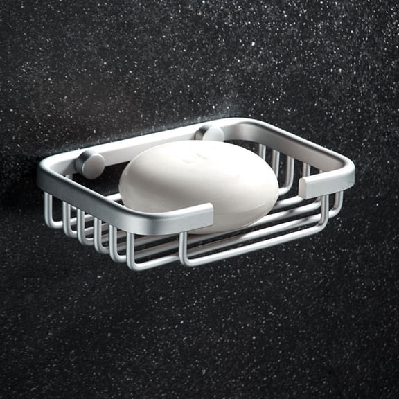 Supvox 2Pcs Space Aluminum Soap Stand in Silver Soap Drainer for Bath and Kitchen