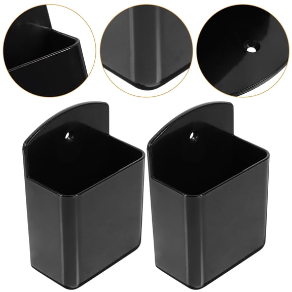 Supvox 2-Pack Black Wall Mount Storage Holders with Smooth for Remote Controls and Small Item Organization