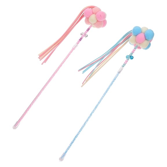 Supvox Cat Teasing Stick, Blue, Tassel Design, Bite-Resistant, 2Pcs