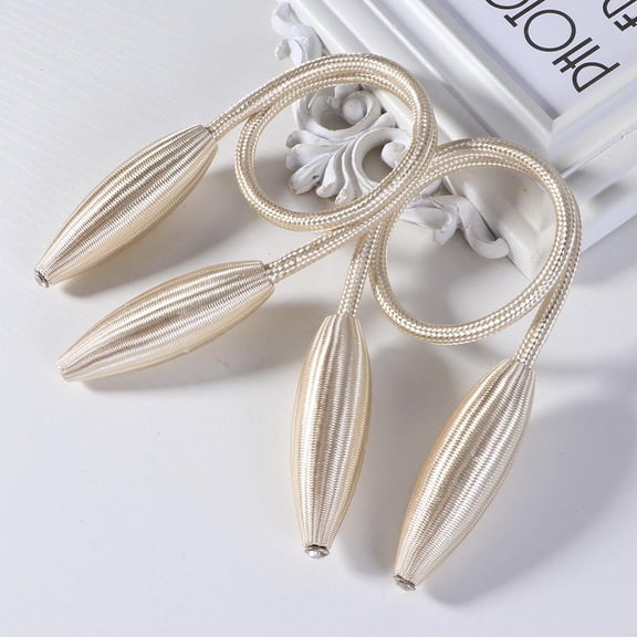 Supvox 2Pcs Beige Curtain Tieback Decorative Drapery Rope Clips Easy Use No Tools