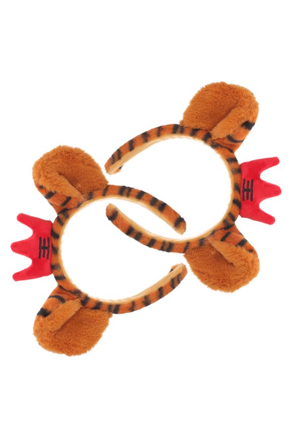 2Pcs Cute Tiger Ear Headband Soft Plush Animal Ears Headband for Themed Parties and Cosplay