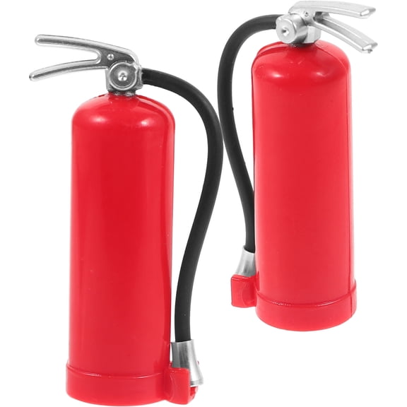 Supvox 2Pcs Cylindrical Fire Extinguisher Red Iron For Dollhouse Accessory