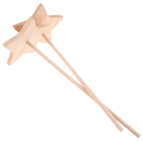 Supvox 2Pcs Creative Wooden Doughnut Rack Khaki with Star Shaped Base for Parties