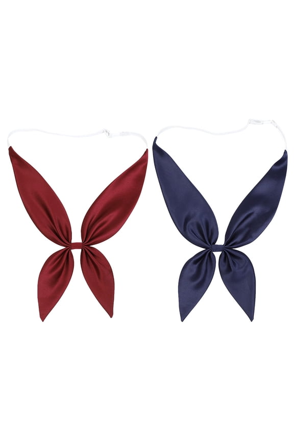 2Pcs Pre-Tied Bow Tie with Buckle Strap for School Uniform and Party Clothing Accessory