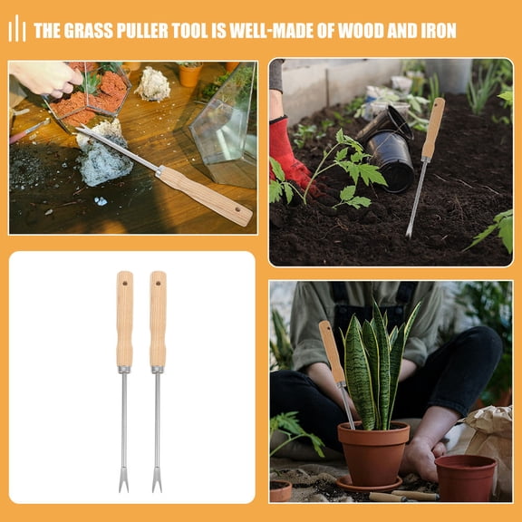Supvox 2-Pack Garden Weeding Tool with Wooden Handle and Iron for Soil Loosening, Grass Pulling, and Plant Transplanting