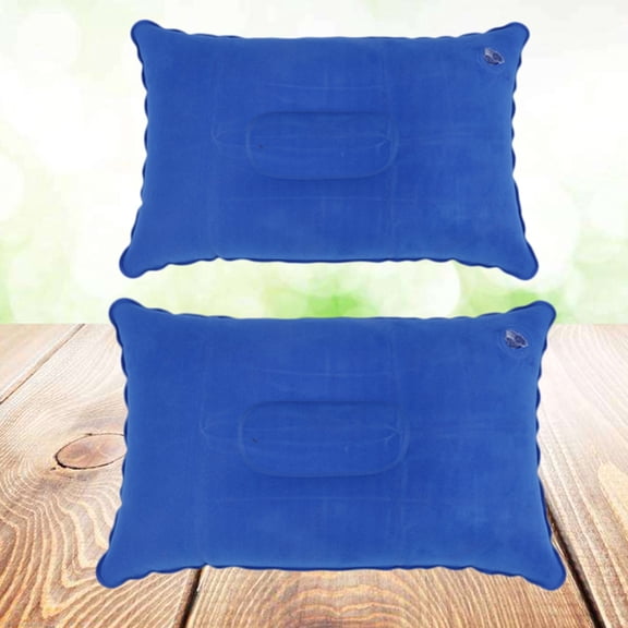 Supvox 2Pcs Blue PVC Flocking Ergonomic Portable Inflation Cushions for Outdoor Rest