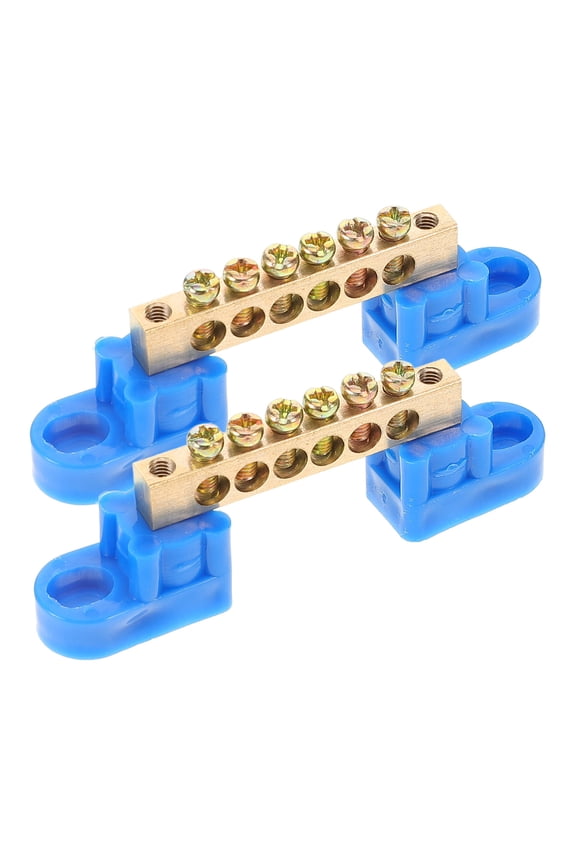 2-Pack Copper Ground Bus Bar Kit with 6 Terminal Slots for Industrial Electrical Panel Wiring