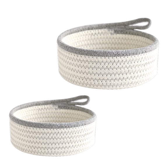 Supvox 2-Pack Woven Storage Baskets with Sturdy Hard Sides, Desktop Organizer for Home, Office, and Sundries Storage
