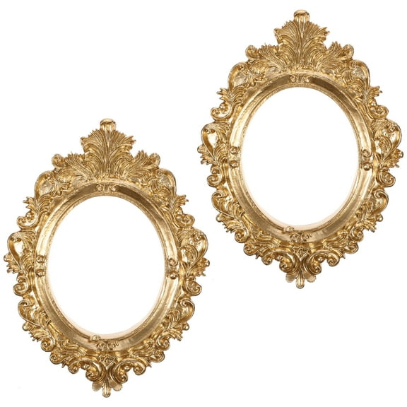 Supvox 2Pcs Small Golden Resin Picture Frame for Photo Background Props and DIY Craft Accessories