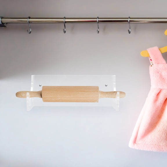 Supvox 2Pcs Transparent Rolling Pin Holder Wall Rack Kitchen Storage