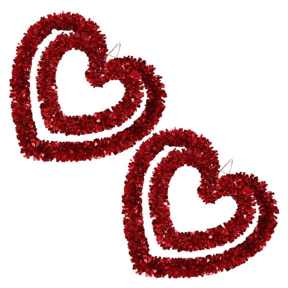 Supvox 2Pcs Hanging Love Wreath in Dark Red Plastic for Valentine's Day Wedding Room Decoration