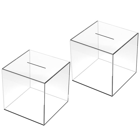 Supvox 2Pcs Clear Coin Bank Acrylic Saving Box for Home Decoration Living Room