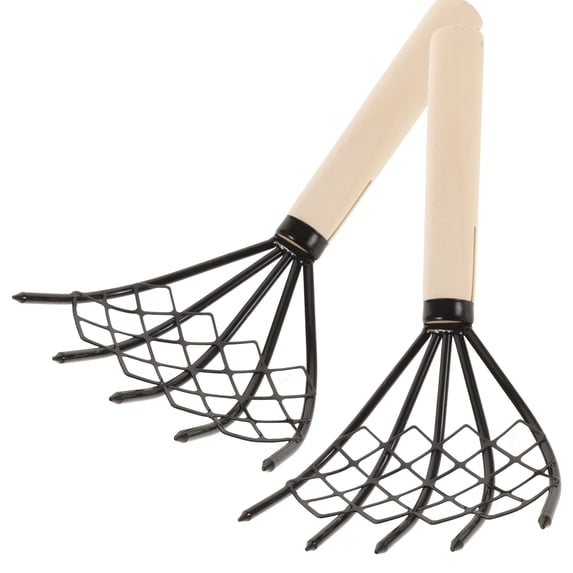 Digging Out Rake Supvox 2Pcs Beach Digging Rake with Net Design and Wooden Handle for ...