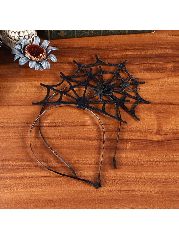 2-Pack Black Spider Web Hairbands Stylish Hair Accessories for Party, Costume, and Hair Decoration