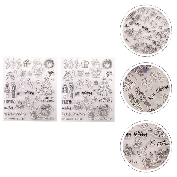 Supvox 2Set Scrapbook Stamps Transparent Silicone for Christmas Envelopes