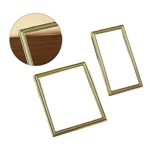 Supvox 2pcs Frame Mini Mini Photo Frame Alloy Decoration Doll House Accessories