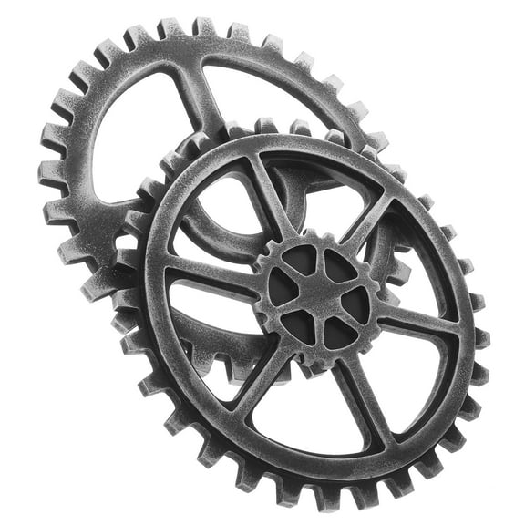 Supvox Black Wooden Gear Wall Decor Easy Install Industrial Style Home Accessory 2Pcs