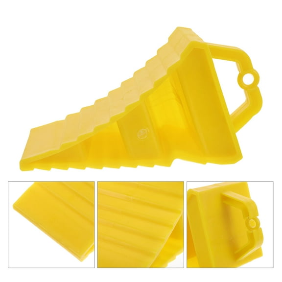 Supvox 2Pcs Heavy Duty Yellow Plastic Car Wheel Chocks Anti Slip Triangular Parking Blocks