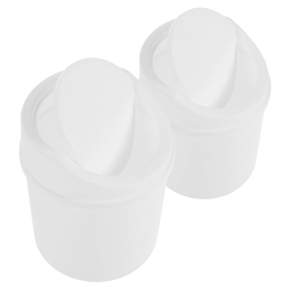 Supvox 2-Pack Compact White Waste Bins with Swing Lids for Kitchen, Bathroom, and Countertop Use