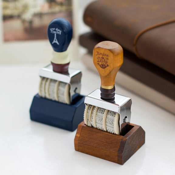Supvox 2Pcs Assorted Color Wooden Roller Stamps for Stationery Greeting Cards and DIY Projects