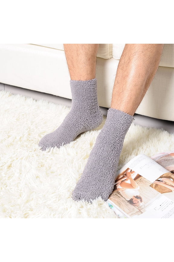 3 Pairs Men's Sleep Socks Grey Warm for Home and Casual Use