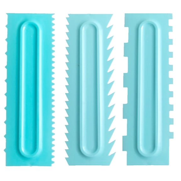 Supvox 3 Pcs Cake Cream Smoother Plastic Icing Comb Assorted Color Baking Tools for Home Cooks
