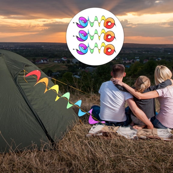 Supvox 3Pcs Foldable Rotating Spiral Wind Spinner for Camping Picnic Decoration