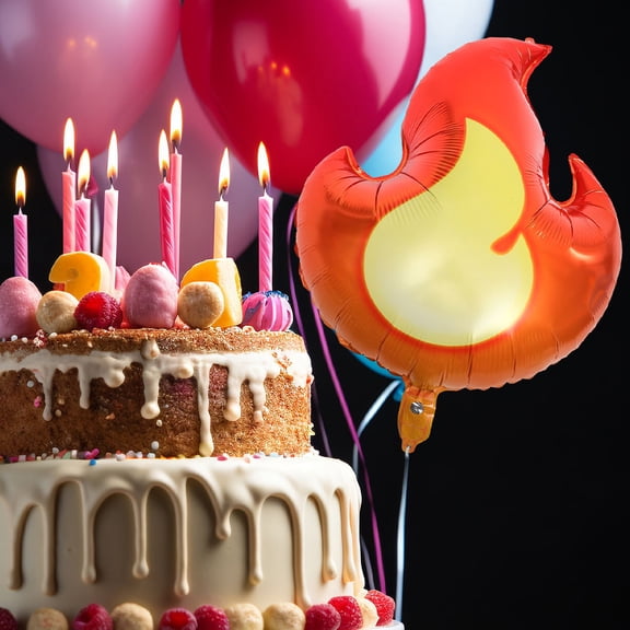 Supvox 3Pcs Fire Decorations Flame Balloon Foil Party Decor with Vivid Multicolor Design