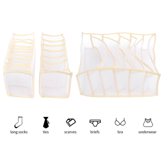 Supvox 3-Pack Stackable Beige Underwear Storage Boxes for Drawer and Closet Organization, Household Storage Solutions