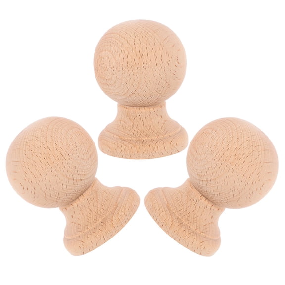 Supvox Set of 3 Unfinished Khaki Wood Finials Decorative Artisan Furniture Accents for Home and Projects