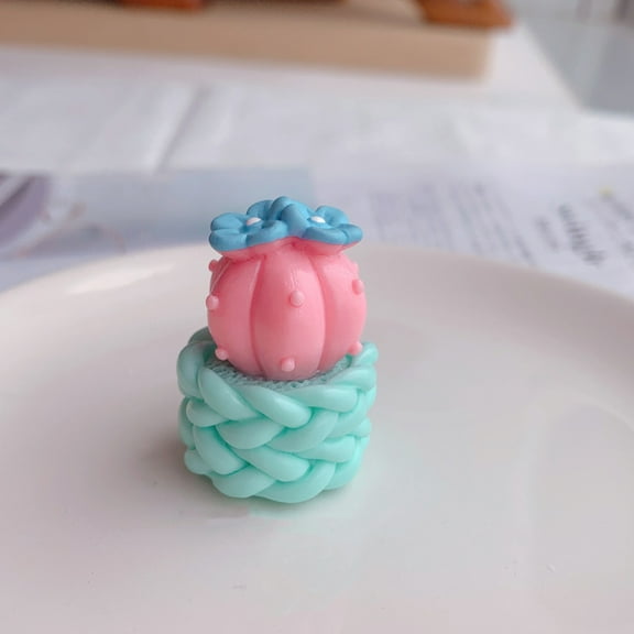 Supvox 4Pcs Tiny Resin Cactus Miniatures Assorted Colors Desktop Decor for Car and Shelf