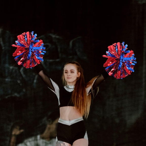 Supvox 4Pcs Cheerleading Pom Poms with Smooth Handles Assorted Colors for Party and Game Cheering