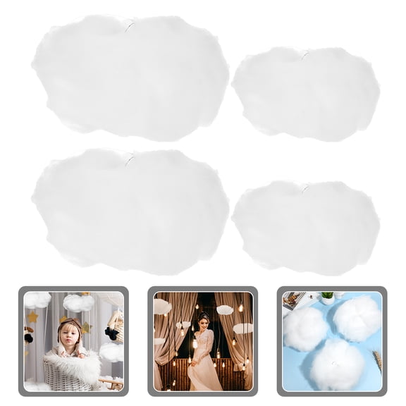 Supvox 4Pcs White Fake Cloud Ornaments for Ceiling Room Decor and Party Ambiance