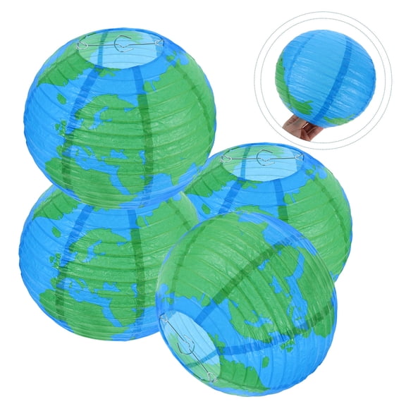 Supvox 4pcs Globe Decorative Lanterns Multi Colored for International Sports Events Use