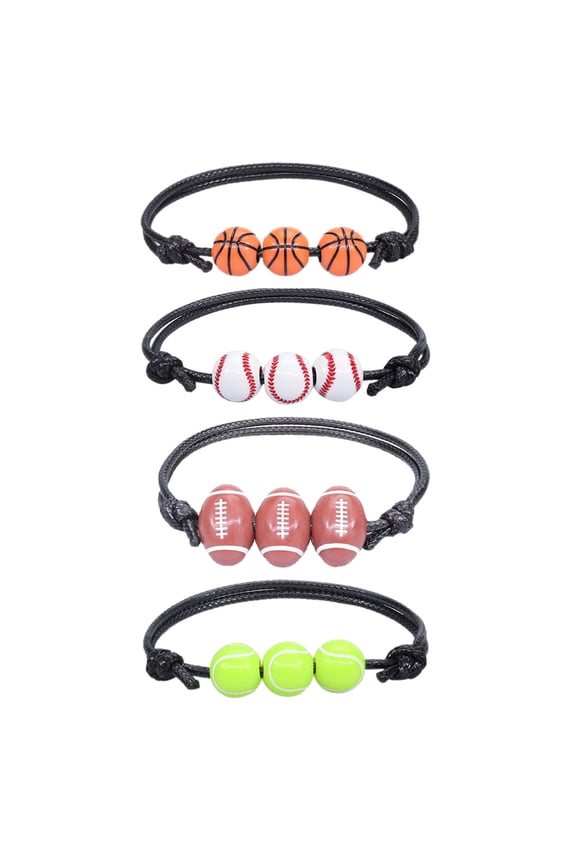 4Pcs Wear Resistant Baseball Wrist Bracelets Stylish Plastic Design