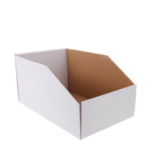 Supvox 4-Pack Heavy Duty White Cardboard Storage Bins Stackable Organizer Boxes for Warehouse and Home Use