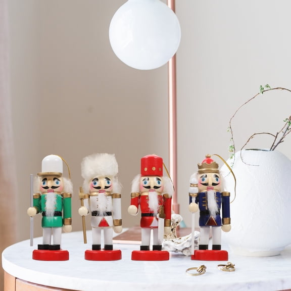 Supvox 4Pcs Nutcracker Soldier Statue Made Of Wood For Christmas Tree Ornaments