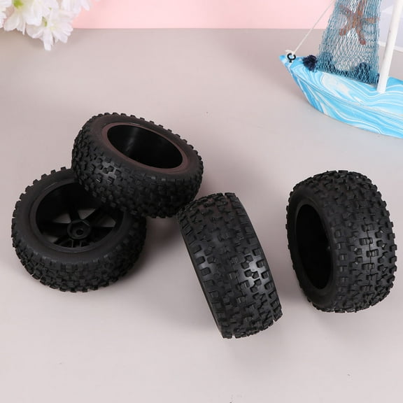Supvox Car Wheels Black Plastic 4Pcs for Off-Road Toy Car Accessories
