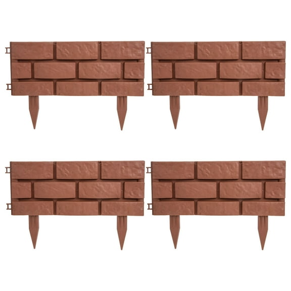 Supvox 4Pcs Plastic Fence Decor Light Brown for Garden Landscaping and Yard Decoration