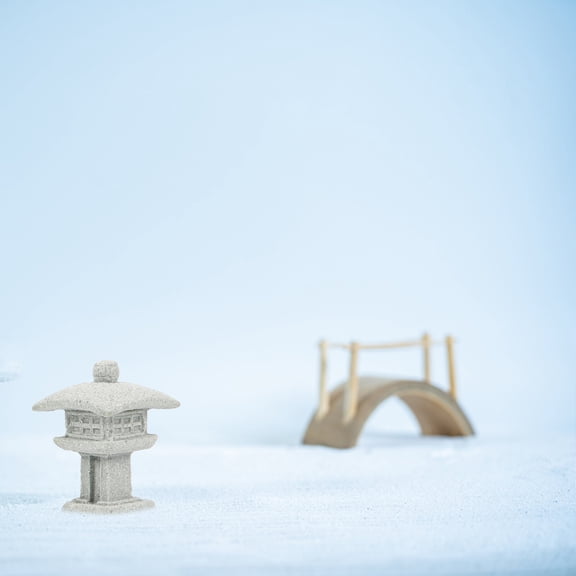 Supvox 4pcs Miniature Figurine for Bonsai Grey Sandstone with Traditional Design