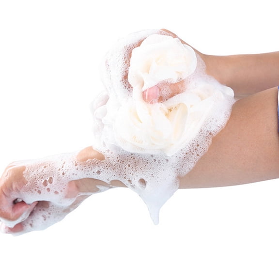 Supvox Nylon Mesh Pouf Bath Ball for Shower Use with Comfortable Friction and Short Rope for Easy Hanging Assorted Color Size L