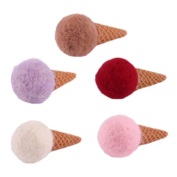 Supvox 5Pcs Wool Felt Ice Cream Decoration Supplies for Floral Bouquets and Christmas Tree