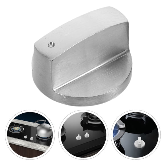 Supvox 5Pcs Universal Plated Silver Gas Stove Knobs Replacement Metal Cooker Control Knobs for Home Kitchen