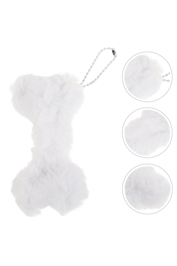 5Pcs White Plush Bone Keychain Accessory Soft Bag Ornament Ideal Decoration for Backpacks