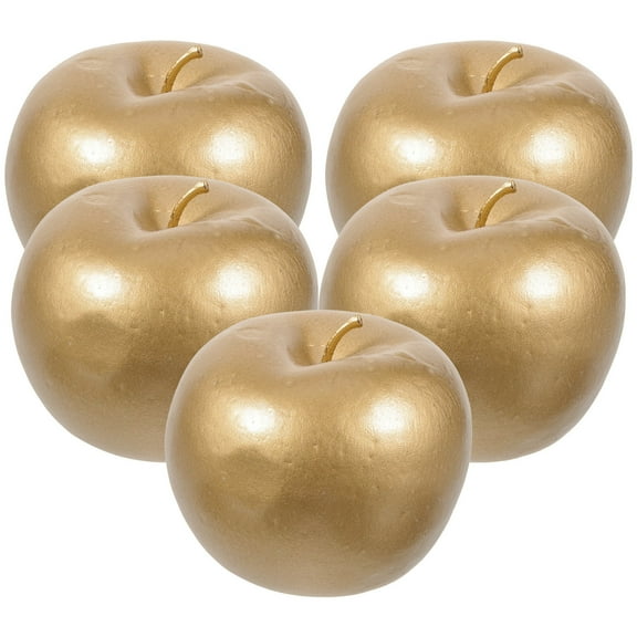 Supvox 5pcs Artificial Apples Faux Fruit Decor Realistic Golden LDPE Kitchen Accessories for Weddings