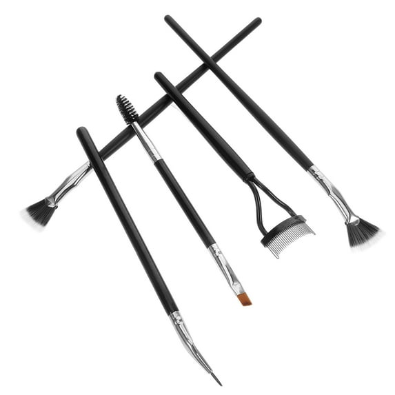 Supvox 5Pcs Black Fan Shaped Mascara Brush with Angled Lower Lash Brush for Precise Eyelash Application