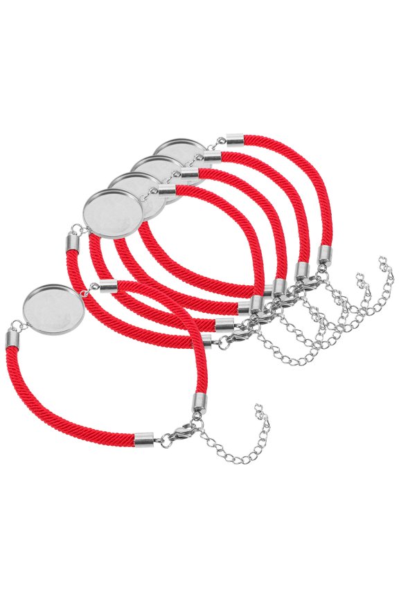 5pcs Bracelet Bezels Red PU DIY Jewelry Making Jewelry Components