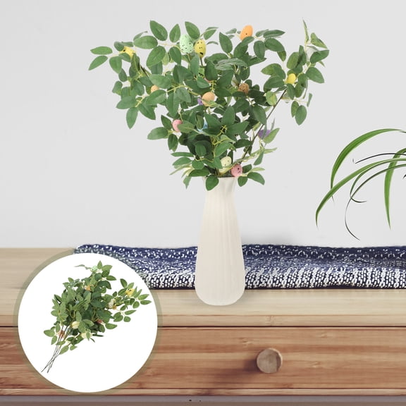 Supvox 5Pcs Easter Egg Branches Artificial Green Picks for Easter Table Centerpieces and Wreath Making