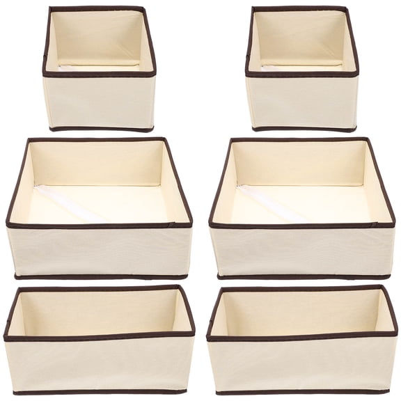Supvox 6Pcs Khaki Household Clothes Containers Foldable Organizer Boxes for Drawer Storage